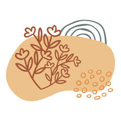 Aesthetic Boho Blob Shape and Outline Flower