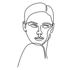 Continuous line, drawing of set faces and hairstyle, fashion concept, woman beauty minimalist, vector illustration pretty sexy. for t-shirt, slogan design print graphics style
