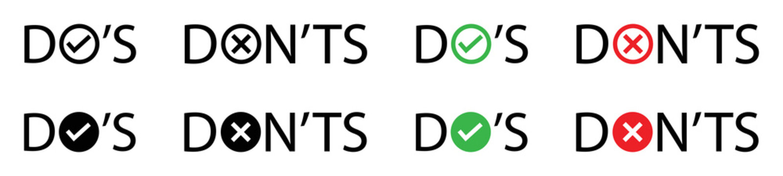 Do's and don'ts set icon, vector illustration