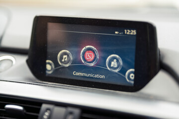 communicaton text on car screen display.