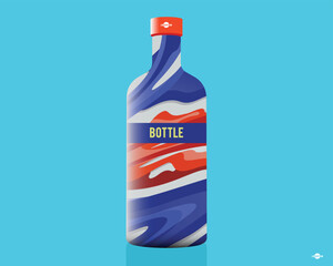 Bottle. Mixture of acrylic paints. Fluid art. Liquid marble texture. Applicable for design cover, presentation, invitation, flyer, annual report, poster, design packaging