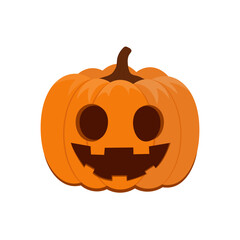 Pumpkin ion a white background. Orange pumpkin with a smile for your Halloween design. Vector illustration.