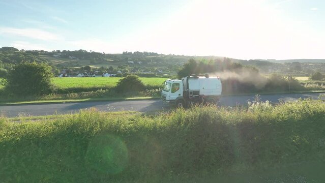 Road Sweeper Cleaning the Streets in the UK