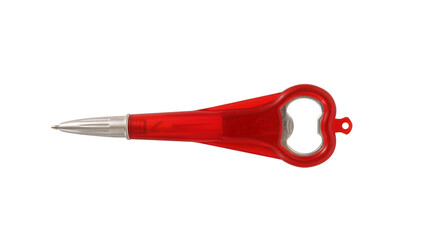 red bottle opener and pen