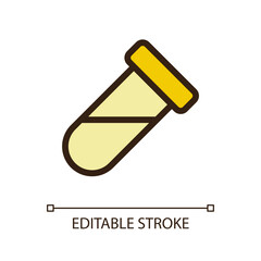 Test tube pixel perfect RGB color ui icon. Lab research. Scientific instrument. Simple filled line element. GUI, UX design for mobile app. Vector isolated pictogram. Editable stroke. Arial font used