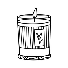 Aromatic candle, line illustration. Vector.