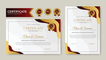 Elegant red and golden certificate template