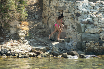 Ruined House By The Sea at Aegean Sea of Turkey.