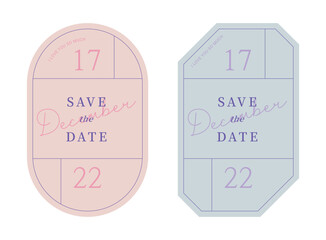 Simple and stylish wedding card, invitation, panel design illustration graphic set.