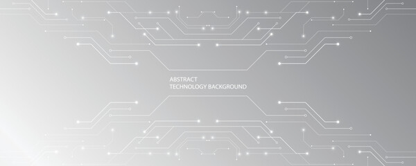 Gray and white technology background image Line design for communication connections in digital systems Hi-tech technology pattern
