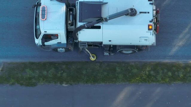 Aerial View of a Road Sweep on a Road in the UK