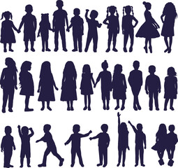 kids set, silhouette collection isolated, vector