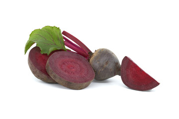 Raw beetroot over white background