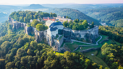Obraz premium View of Königstein Fortress in Saxon Switzerland, National park Saxon Switzerland, Germany 