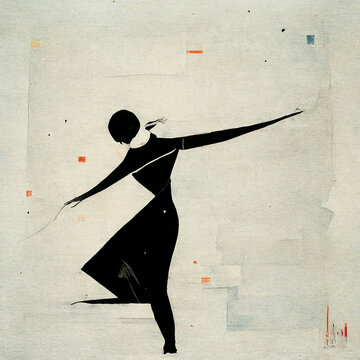 Art in the style of Suprematism. Woman dances