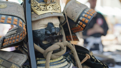 Japanese archer samurai armor costume with bow