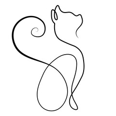 Continuous one line drawing of Cat
