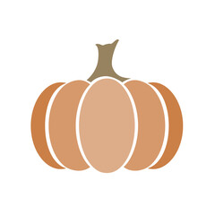Fototapeta Orange pumpkin. Autumn halloween pumpkin, simple vegetable graphic icon or print, isolated on white background. Vector illustration obraz