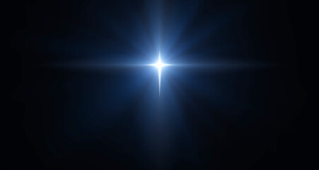Background of the beautiful Bright star in dark sky.  Christmas star of the Nativity of Bethlehem, Nativity of Jesus Christ.