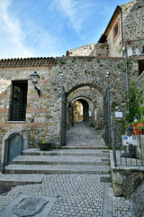 Fototapeta na wymiar A narrow street in Quaglietta, a medieval village in the province of Salerno, Italy.