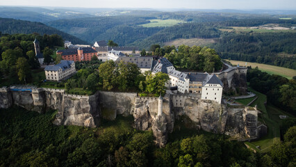 Fototapeta na wymiar View of Königstein Fortress in Saxon Switzerland, National park Saxon Switzerland, Germany 