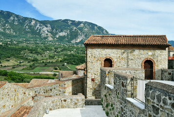 Panoramic view from the castle of Quaglietta, a medieval village in the province of Salerno in Italy.