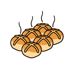 Hot Cross Buns isolated vector illustration