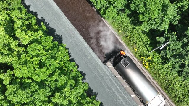 Micro Asphalt Road Resurfacing Process on an English Road