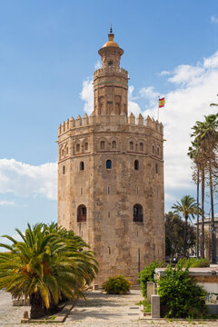 13th century watchtower Torre del Oro at Seville, Spain