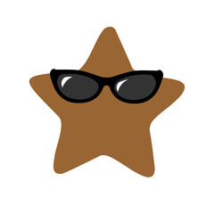 Gold star in dark glasses. Like or bonus. Luxury Gold Star badge. Golden shiny sign. Logo