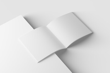 Fototapeta premium Square Brochure Magazine 3D Rendering White Blank Mockup