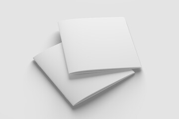 Square Brochure Magazine 3D Rendering White Blank Mockup