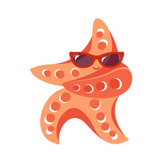 A starfish with sunglasses in a dancing pose
