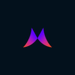 Colorful and Minimalist Letter M Logo Design. Simple Letter M Logo in Vibrant Gradient Style