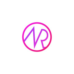 NR Logo Design with Modern and Minimal Concept. Abstract Initial N and R Logo in Purple Line Style