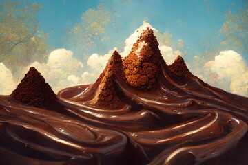 Mountain landscape made out of chocolate