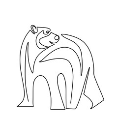 Continuous single line drawing of bear wild animals vector illustration. One hand drawn winter animal mascot minimalism of polar bears.