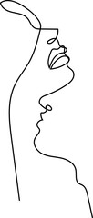 Couple line vector illustration. Love print. Minimalist people icon. Couple logo. 2 faces. Man amd woman. Love vector. Symbol of love. Couple kissing line drawing. Love line art. Minimalism print