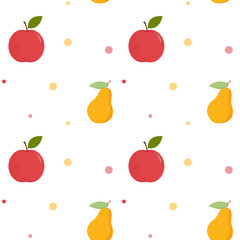 seamless colored pattern with apples, pears.