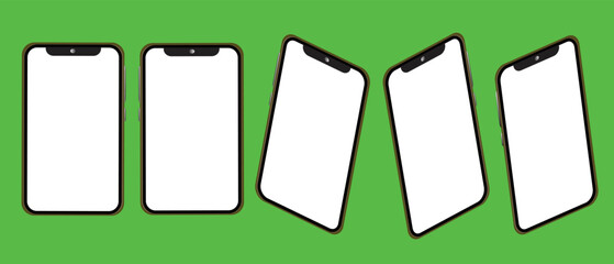 Smartphone vector for illustration or business or media, green background.
