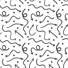Hand drawn seamless patter with arrows and dots
