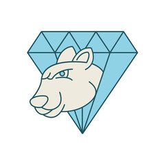 Bear with diamond logo design template.
