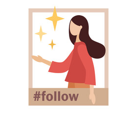 Social media post blogger girl. Influencer marketing. Social influences. Vector flat illustration 