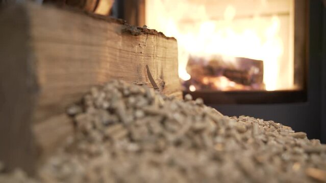 wood burning stove heating the house - choice between firewood or pellets