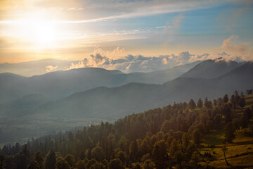 Sunset view of Caucasus mountains in Adjara, Georgia