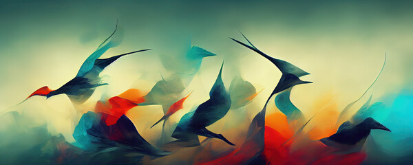 abstract flock of birds