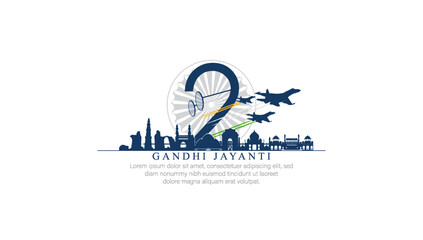 2nd October- gandhi jayanti vector  illustration. - obrazy, fototapety, plakaty