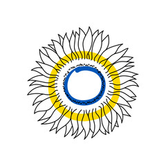 Sunflower Ukrainian symbol Icon line. Vector illustration