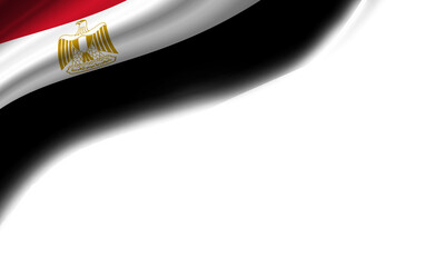 Wavy flag of Egypt against white background. 3d illustration