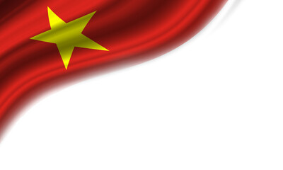 Wavy flag of Vietnam on white background. 3d illustration